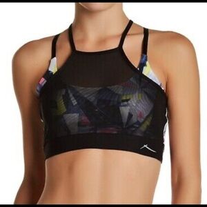 X By Gottex Power Mesh-Overlay Strappy Back Sports Bra.